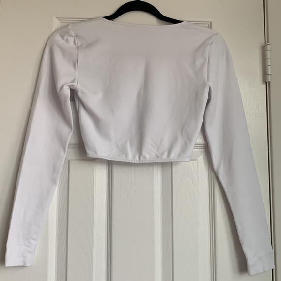 White Long Sleeve Crop Top - Picture 3 of 6